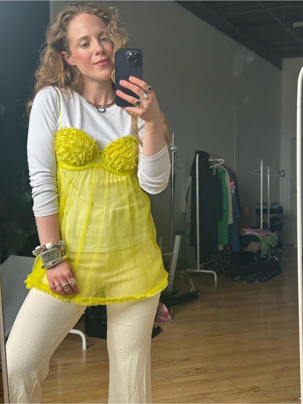 Sheer Yellow Floral Bust Camisole Top or lingerie